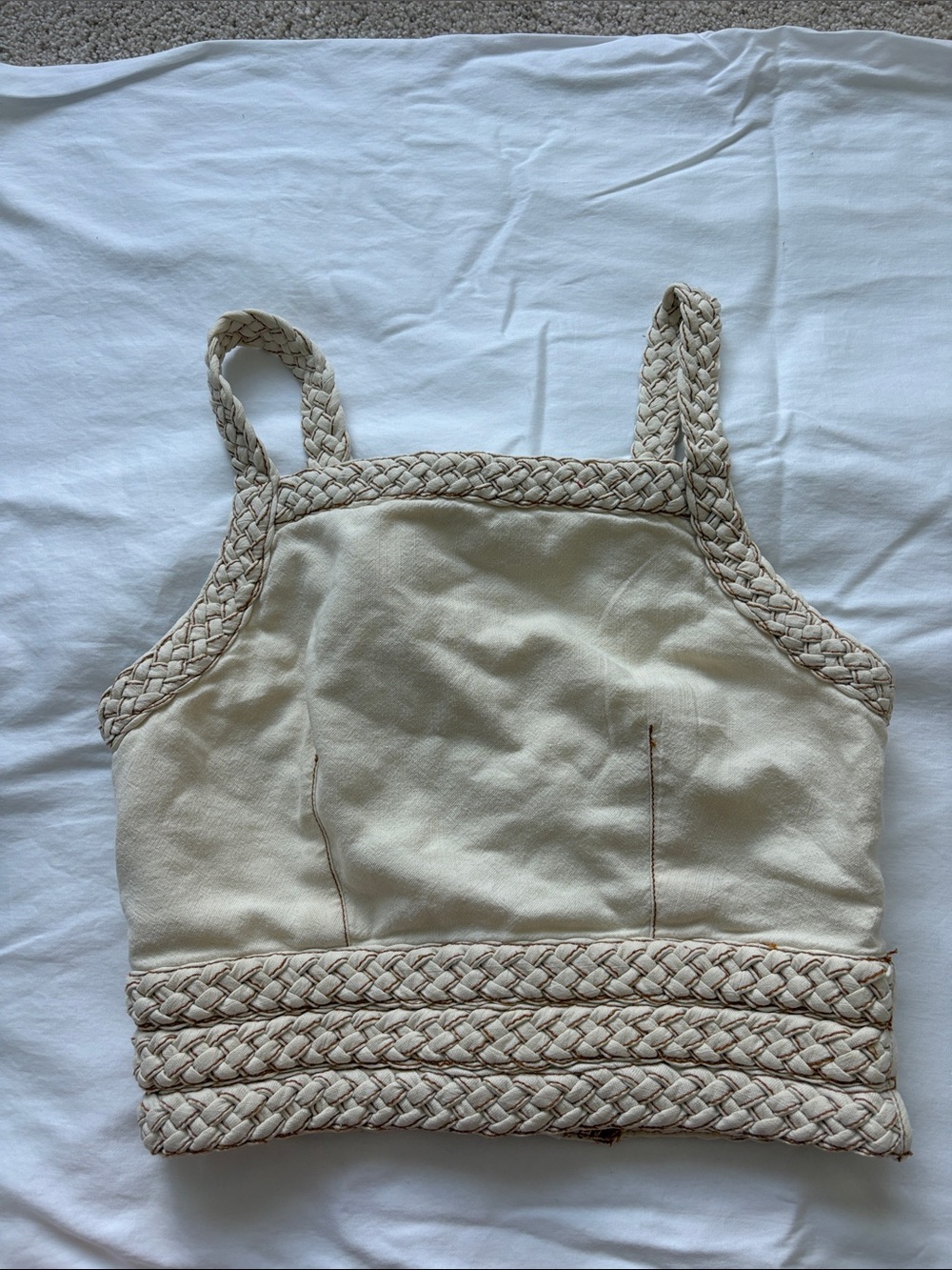 Pilcro Cream Top with Braided Detailing